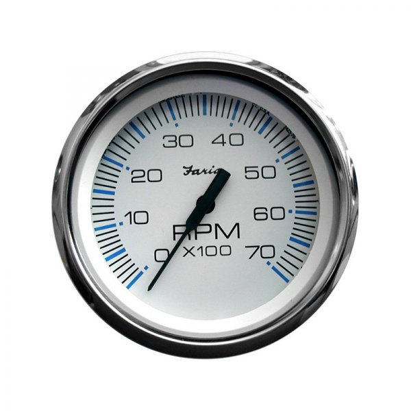 Faria Beede Instruments® - Chesapeake Series 3.37" White Dial/Polished Stainless Steel Bezel In-Dash Mount Tachometer Gauge