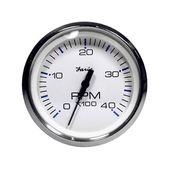 Faria Beede Instruments® - Chesapeake Series White Dial/Polished Stainless Steel Bezel 3.37" In-Dash Mount Tachometer Gauge