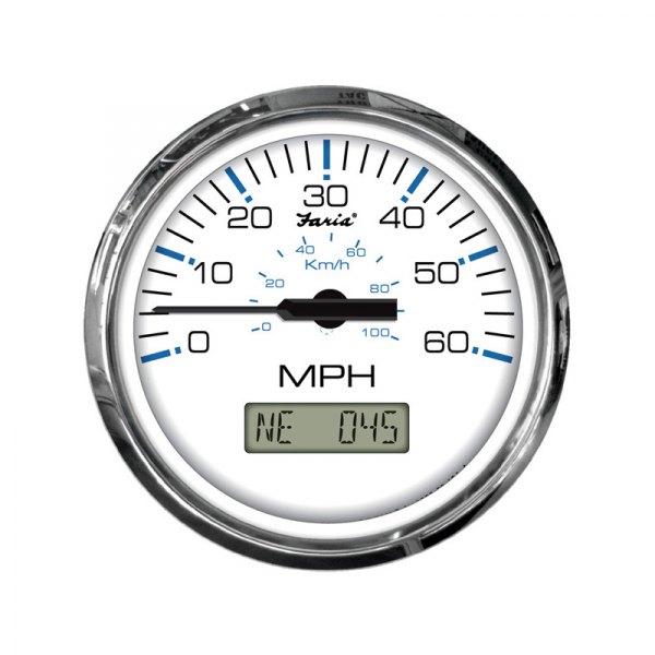 Faria Beede Instruments® - Chesapeake Series 3.37" White Dial/Polished Stainless Steel Bezel In-Dash Mount GPS Speedometer Gauge