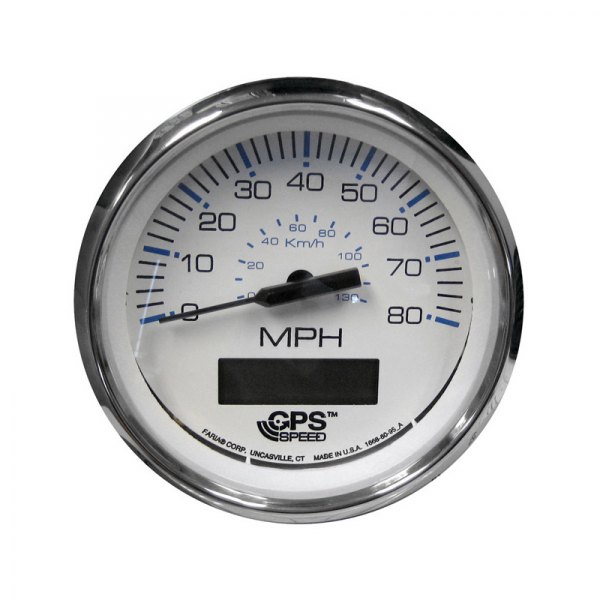 Faria Beede Instruments® - Chesapeake Series 3.37" White Dial/Polished Stainless Steel Bezel In-Dash Mount GPS Speedometer Gauge