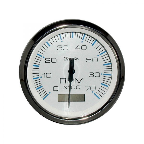 Faria Beede Instruments® - Chesapeake Series 3.37" White Dial/Polished Stainless Steel Bezel In-Dash Mount Tachometer/Hourmeter Gauge