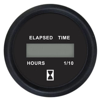 Faria Beede Instruments® - Euro Series Black Dial/Black Aluminum Bezel 2.06" In-Dash Mount Hourmeter Gauge