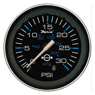 Faria Beede Instruments® - Coral Series Black Dial/Black Aluminum Bezel 2.06" In-Dash Mount Water Pressure Gauge