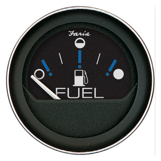 Faria Beede Instruments® - Coral Series Black Dial/Black Aluminum Bezel 2.06" In-Dash Mount Fuel Level Gauge