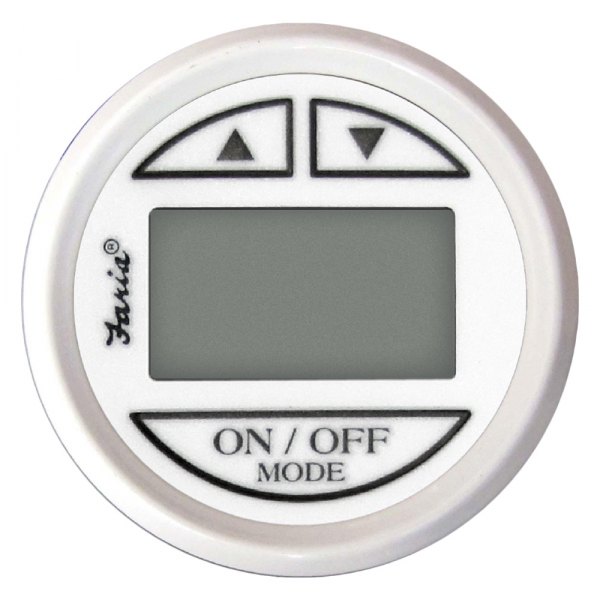 Faria Beede Instruments® - Dress Series 2.06" White Dial/White Aluminum Bezel In-Dash Mount Depth Gauge with Transom Mount Transducer