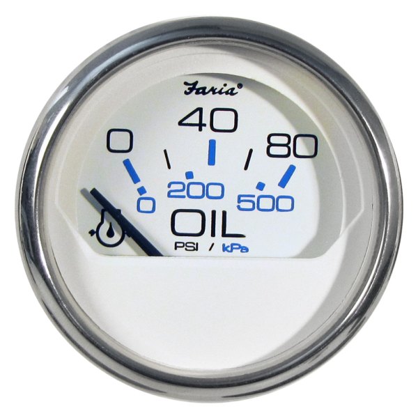 Faria Beede Instruments® - Chesapeake Series 2.06" White Dial/Polished Stainless Steel Bezel In-Dash Mount Oil Pressure Gauge