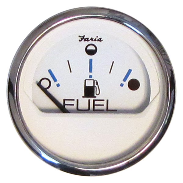 Faria Beede Instruments® - Chesapeake Series 2.06" White Dial/Polished Stainless Steel Bezel In-Dash Mount Fuel Level Gauge