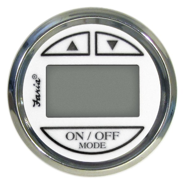 Faria Beede Instruments® - Chesapeake Series 2.06" White Dial/Polished Stainless Steel Bezel In-Dash Mount Depth Gauge with Thru-Hull Transducer