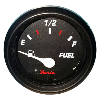 Faria Beede Instruments® - Professional Red Series Black Dial/Black Aluminum Bezel 2.06" In-Dash Mount Fuel Level Gauge