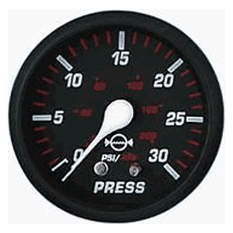 Faria Beede Instruments® - Professional Red Series Black Dial/Black Aluminum Bezel 2.06" In-Dash Mount Water Pressure Gauge