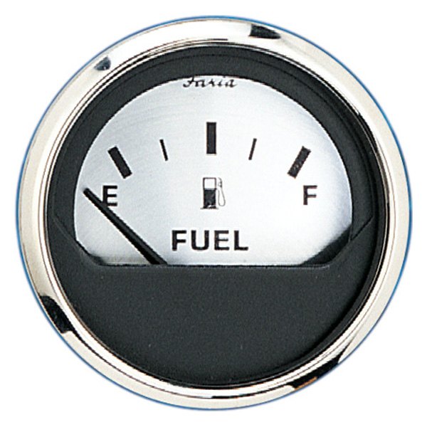 Faria Beede Instruments® - Spun Series 2.06" Silver Dial/Polished Stainless Steel Bezel In-Dash Mount Fuel Level Gauge