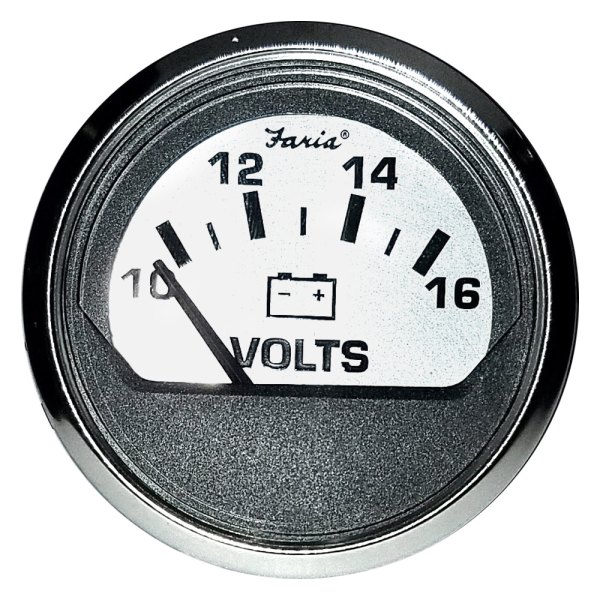 Faria Beede Instruments® - Spun Series 2.06" Silver Dial/Polished Stainless Steel Bezel In-Dash Mount Voltmeter Gauge
