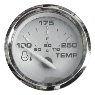 Faria Beede Instruments® - Kronos Series Spun Aluminum Dial/Polished Stainless Steel Bezel 2.06" In-Dash Mount Water Temperature Gauge