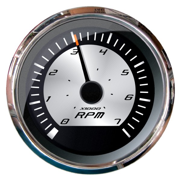 Faria Beede Instruments® - Platinum Series 3.37" Silver Dial/Polished Stainless Steel Bezel In-Dash Mount Tachometer Gauge