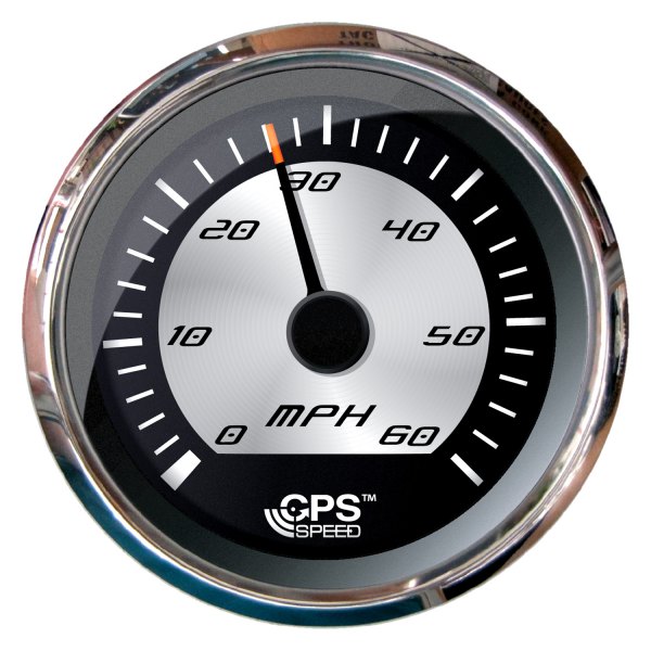 Faria Beede Instruments® - Platinum Series 3.37" Silver Dial/Polished Stainless Steel Bezel In-Dash Mount GPS Speedometer Gauge