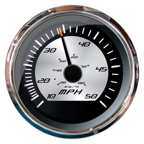 Faria Beede Instruments® - Platinum Series 3.37" Silver Dial/Polished Stainless Steel Bezel In-Dash Mount Mechanical Speedometer Gauge