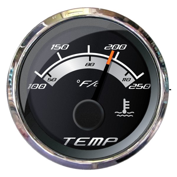 Faria Beede Instruments® - Platinum Series 2.06" Silver Dial/Polished Stainless Steel Bezel In-Dash Mount Water Temperature Gauge