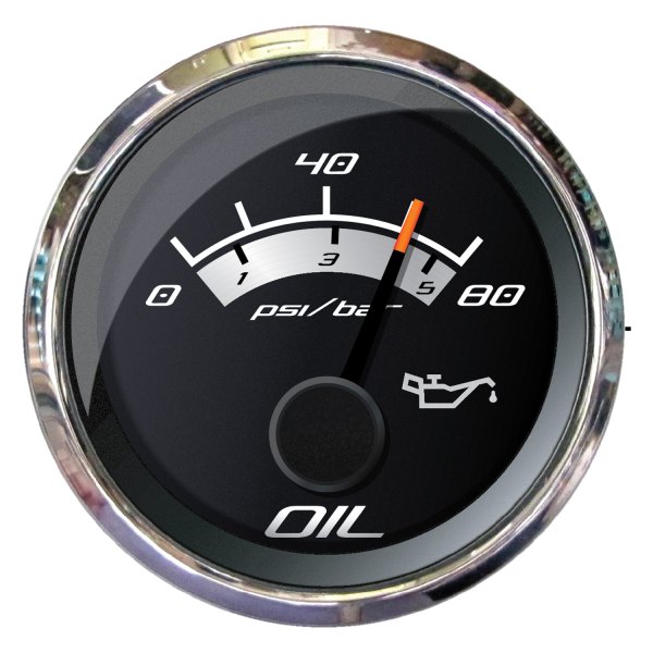 Faria Beede Instruments® - Platinum Series 2.06" Silver Dial/Polished Stainless Steel Bezel In-Dash Mount Oil Pressure Gauge