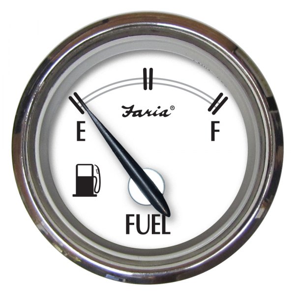 Faria Beede Instruments® - Newport SS Series 2.06" White Dial/Stainless Steel Bezel In-Dash Mount Fuel Level Gauge