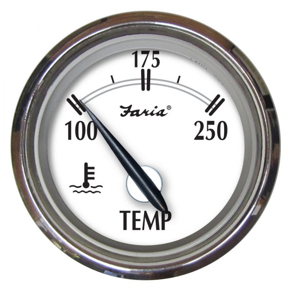 Faria Beede Instruments® - Newport SS Series 2.06" White Dial/Stainless Steel Bezel In-Dash Mount Water Temperature Gauge