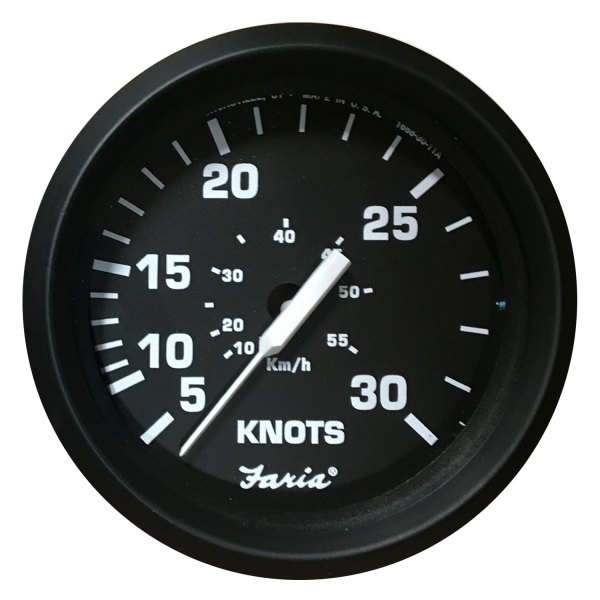 Faria Beede Instruments® - Euro Series 3.37" Black Dial/Black Aluminum Bezel In-Dash Mount Mechanical Speedometer Gauge