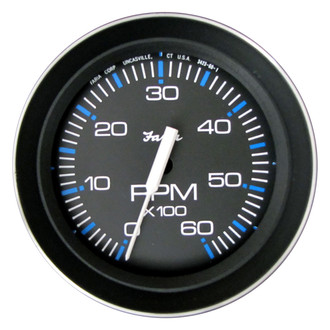 Faria Beede Instruments® - Coral Series 3.37" Black Dial/Black Aluminum Bezel In-Dash Mount Tachometer Gauge