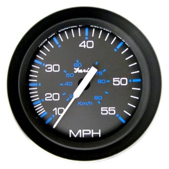 Faria Beede Instruments® - Coral Series Black Dial/Black Aluminum Bezel 3.37" In-Dash Mount Mechanical Speedometer Gauge