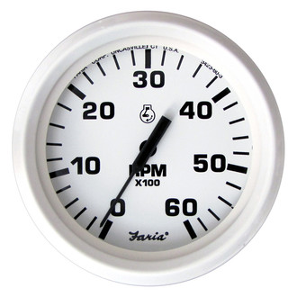 Faria Beede Instruments® - Dress Series White Dial/White Aluminum Bezel 3.37" In-Dash Mount Tachometer Gauge