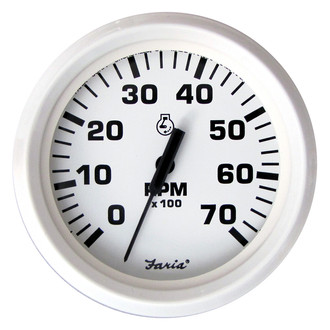 Faria Beede Instruments® - Dress Series 3.37" White Dial/White Aluminum Bezel In-Dash Mount Tachometer Gauge