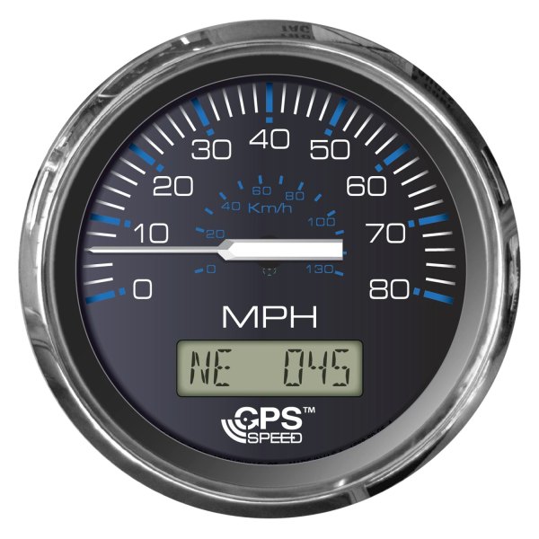 Faria Beede Instruments® - Chesapeake Series 3.37" Black Dial/Polished Stainless Steel Bezel In-Dash Mount GPS Speedometer Gauge