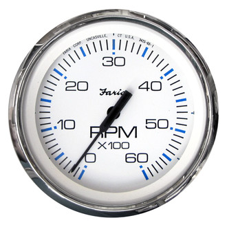 Faria Beede Instruments® - Chesapeake Series 3.37" White Dial/Polished Stainless Steel Bezel In-Dash Mount Tachometer Gauge