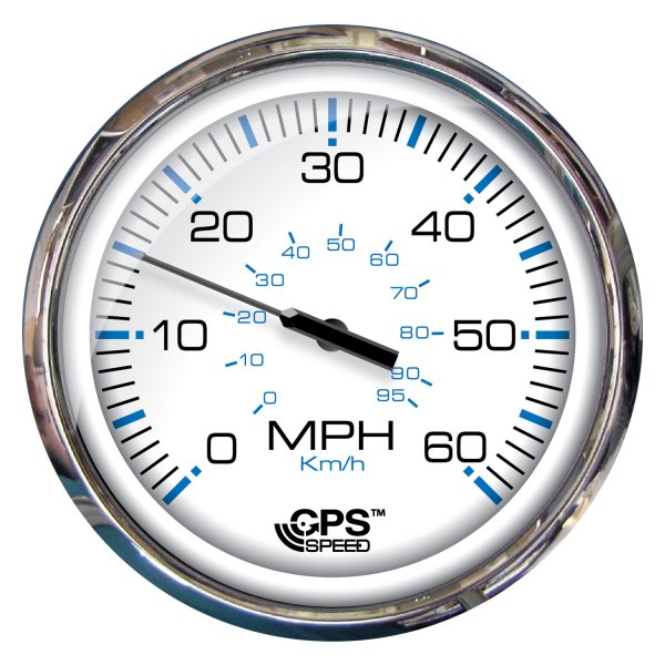 Faria Beede Instruments® - Chesapeake Series 5" White Dial/Polished Stainless Steel Bezel In-Dash Mount GPS Speedometer Gauge