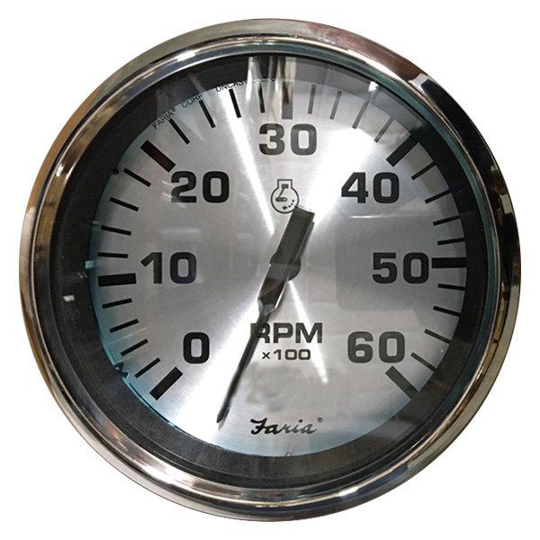 Faria Beede Instruments® - Spun Series 3.37" Silver Dial/Polished Stainless Steel Bezel In-Dash Mount Tachometer Gauge