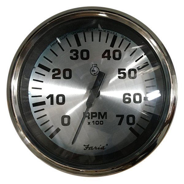Faria Beede Instruments® - Spun Series 3.37" Silver Dial/Polished Stainless Steel Bezel In-Dash Mount Tachometer Gauge