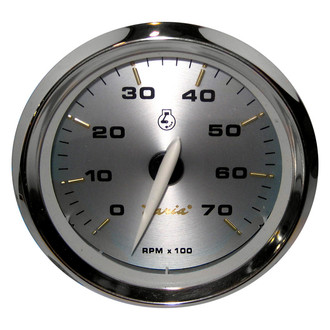 Faria Beede Instruments® - Kronos Series 3.37" Spun Aluminum Dial/Polished Stainless Steel Bezel In-Dash Mount Tachometer Gauge