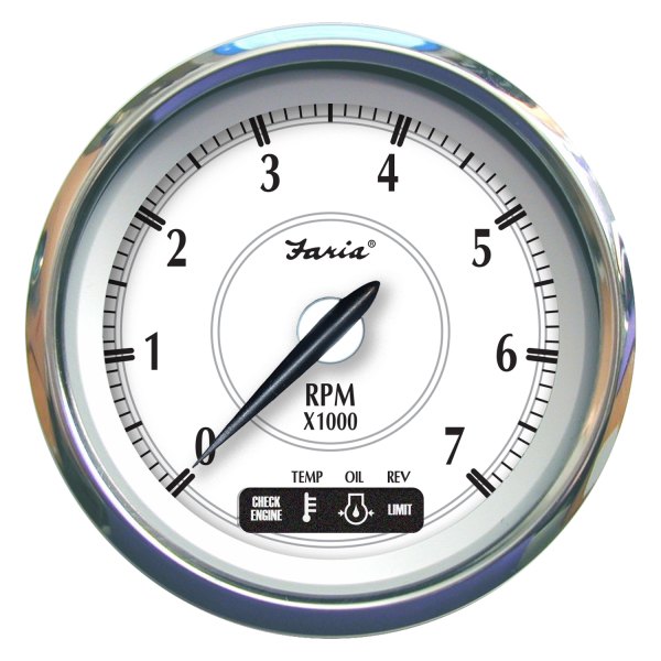 Faria Beede Instruments® - Newport SS Series 3.37" White Dial/Stainless Steel Bezel In-Dash Mount Tachometer Gauge