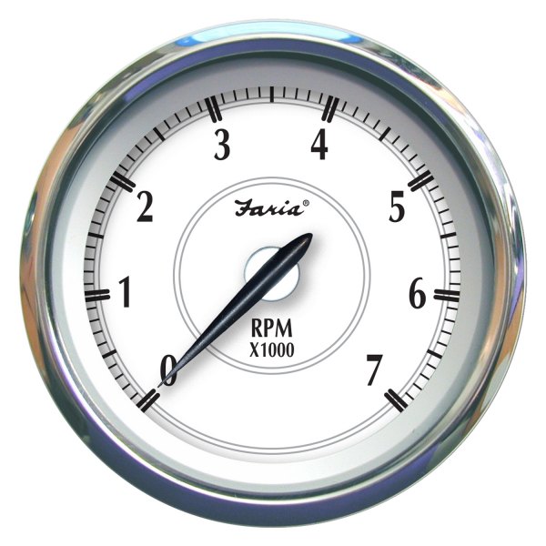 Faria Beede Instruments® - Newport SS Series 3.37" White Dial/Stainless Steel Bezel In-Dash Mount Tachometer Gauge