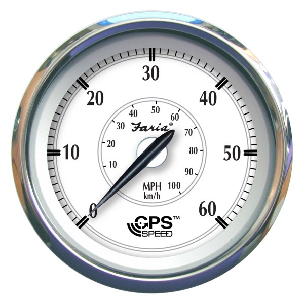 Faria Beede Instruments® - Newport SS Series 3.37" White Dial/Stainless Steel Bezel In-Dash Mount GPS Speedometer Gauge