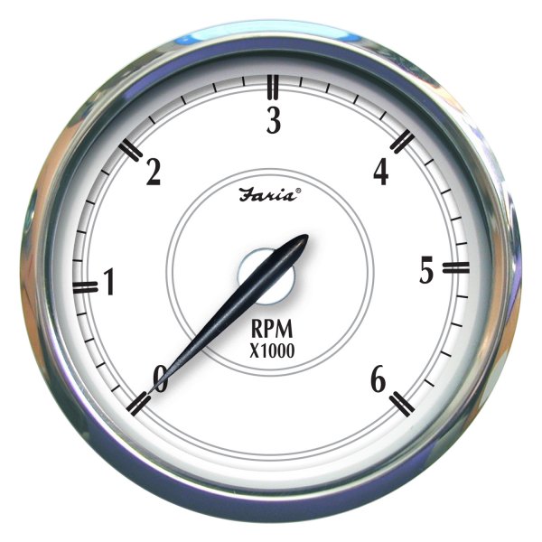 Faria Beede Instruments® - Newport SS Series 5" White Dial/Stainless Steel Bezel In-Dash Mount Tachometer Gauge