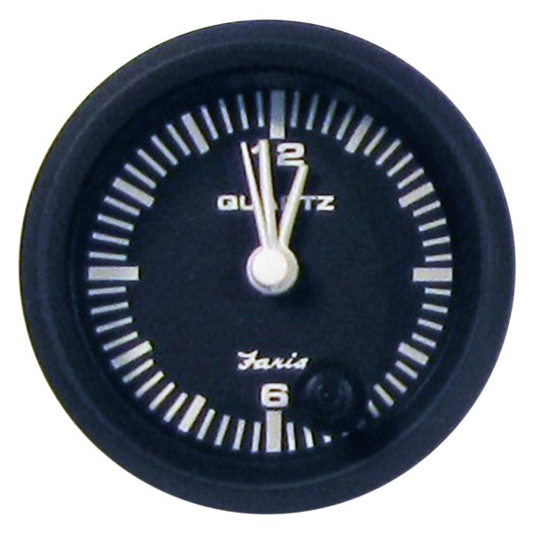 Faria Beede Instruments® - Euro Series 2.06" Black Dial/Black Aluminum Bezel In-Dash Mount Clock Gauge