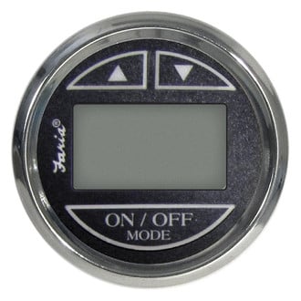 Faria Beede Instruments® - Chesapeake Series 2.06" Black Dial/Polished Stainless Steel Bezel In-Dash Mount Depth Gauge with Thru-Hull Transducer