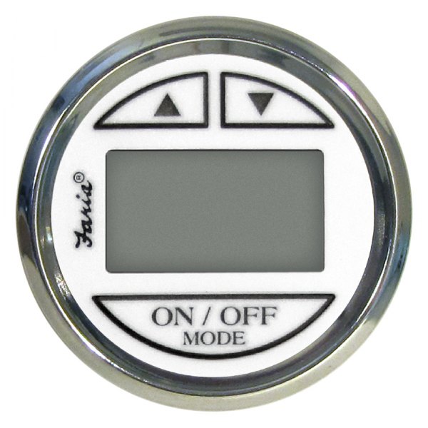 Faria Beede Instruments® - Chesapeake Series 2.06" White Dial/Polished Stainless Steel Bezel In-Dash Mount Depth Gauge with In-Hull Transducer