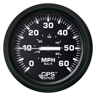 Faria Beede Instruments® - Euro Series Black Dial/Black Aluminum Bezel 3.37" In-Dash Mount GPS Speedometer Gauge