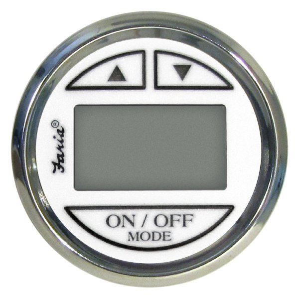Faria Beede Instruments® - Chesapeake Series 2.06" White Dial/Polished Stainless Steel Bezel In-Dash Mount Depth Gauge with Transom Mount Transducer