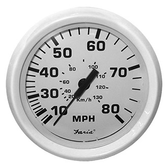 Faria Beede Instruments® - Dress Series 3.37" White Dial/White Aluminum Bezel In-Dash Mount Mechanical Speedometer Gauge