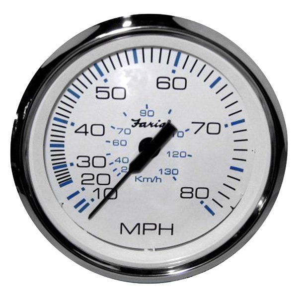 Faria Beede Instruments® - Chesapeake Series 3.37" White Dial/Polished Stainless Steel Bezel In-Dash Mount Mechanical Speedometer Gauge