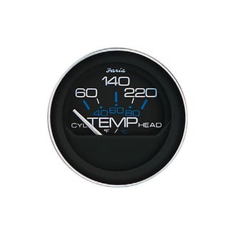 Faria Beede Instruments® - Coral Series Black Dial/Black Aluminum Bezel 2.06" In-Dash Mount Cylinder Head Temperature Gauge
