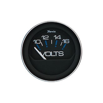 Faria Beede Instruments® - Coral Series Black Dial/Black Aluminum Bezel 2.06" In-Dash Mount Voltmeter Gauge