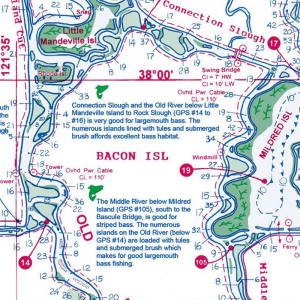 Fish-n-Map® - Suisun Bay, Sacramento & San Joaquin Rivers Fishing Map