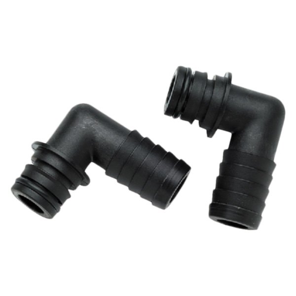Flojet® - 3/4" Hose I.D. to Snap-In Port 90° Plastic Black Elbow Hose/Pipe Adapter with EPDM O-Ring, 2 Pieces